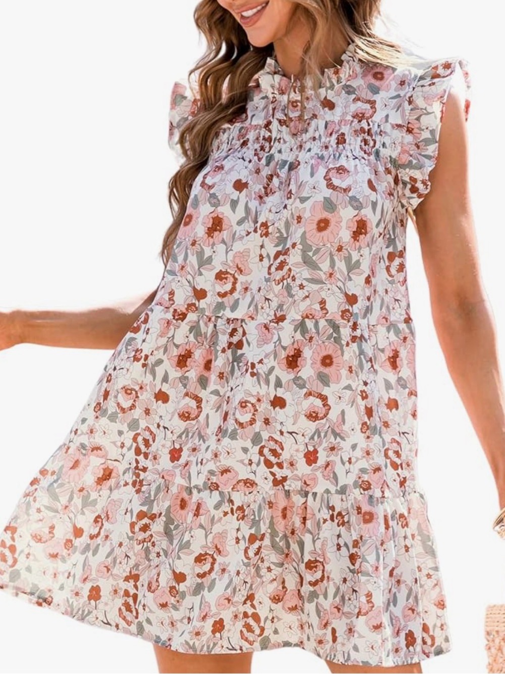 Cupshe White Floral Ruffle Tiered Summer Dress